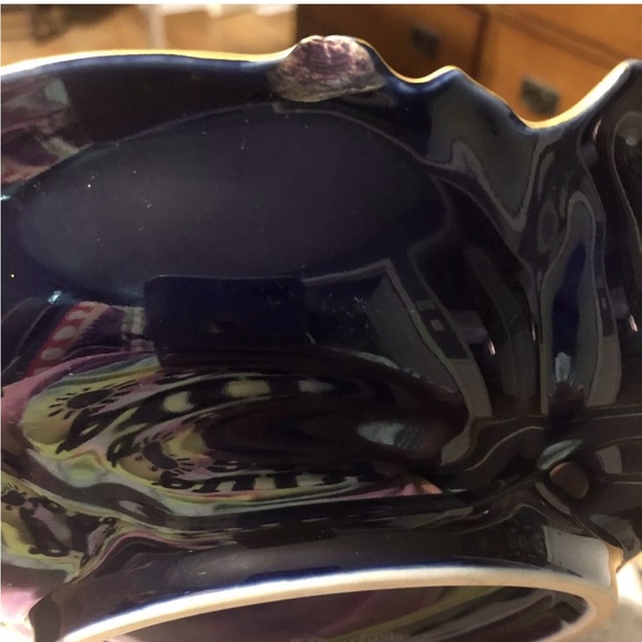 JL Menau GrafVon Henneberg Porzellan Echt Kobalt Scalloped Gold Trim Floral Bowl - Picture 4 of 4